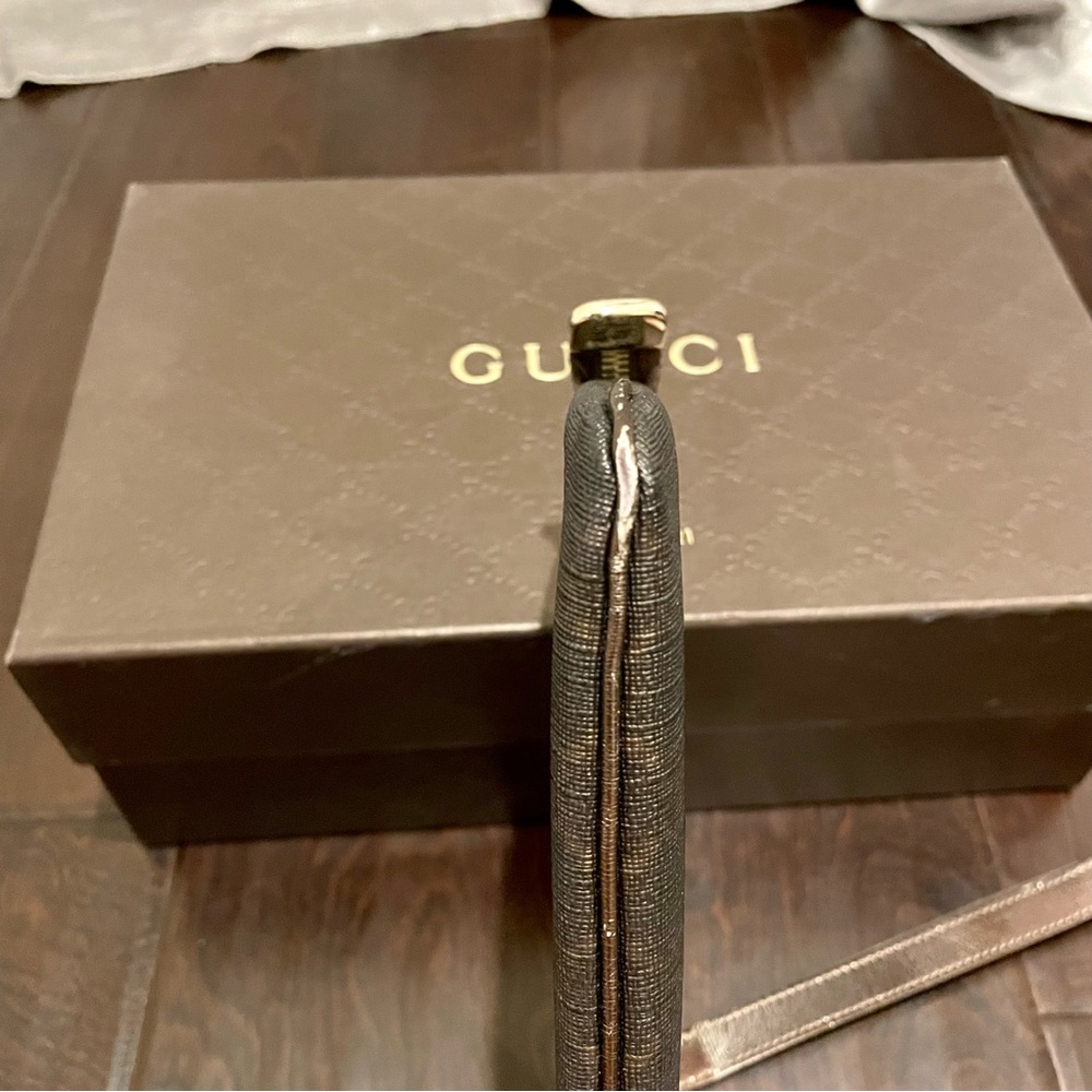 Authentic Gucci Bronze Coated Monogram Clutch - Picture 3 of 6